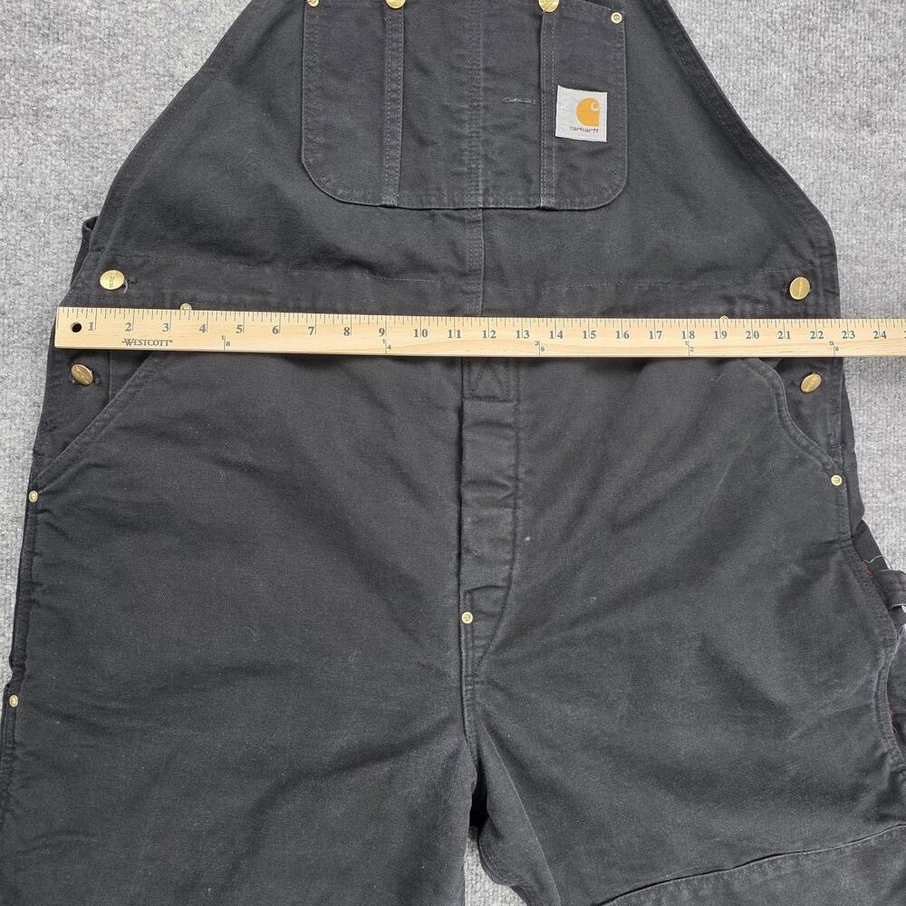 Carhartt Bib Overalls Mens 46x30 Black Duck Insulated Double Knee USA R02 BLK - Picture 5 of 16